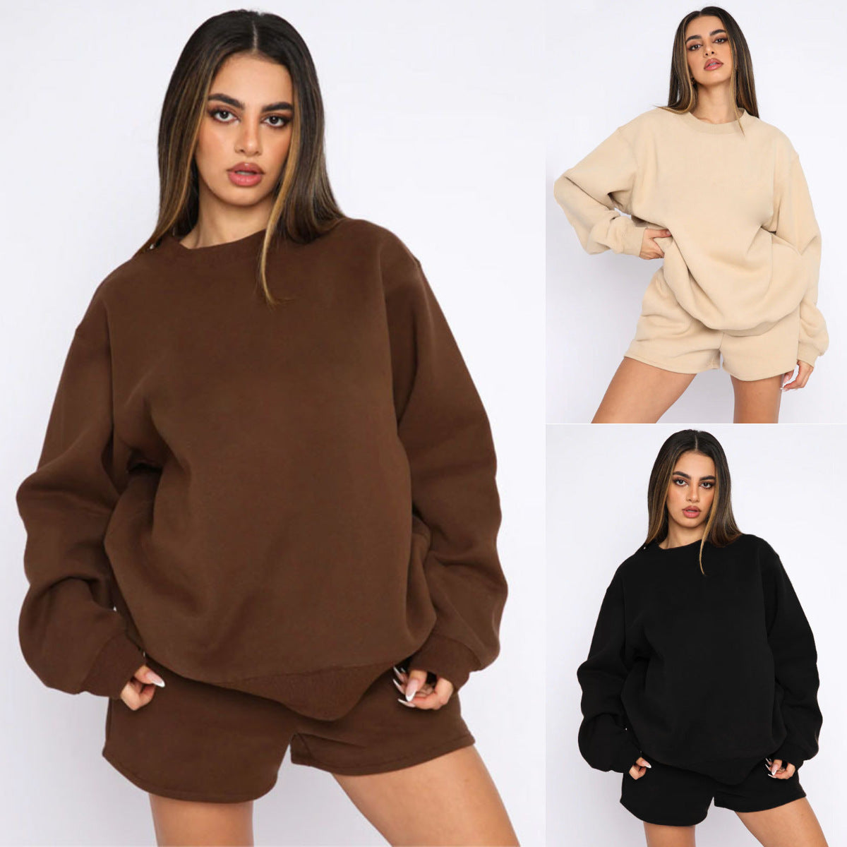 Women's Fashion Casual Shorts and Sweat Shirt Set