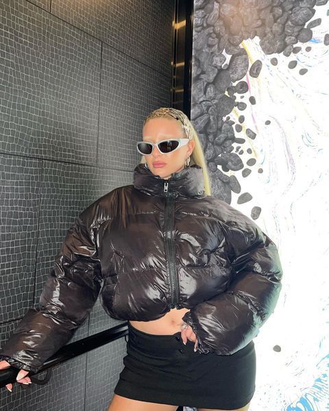 Short Cotton Puffer Zip Up Coat