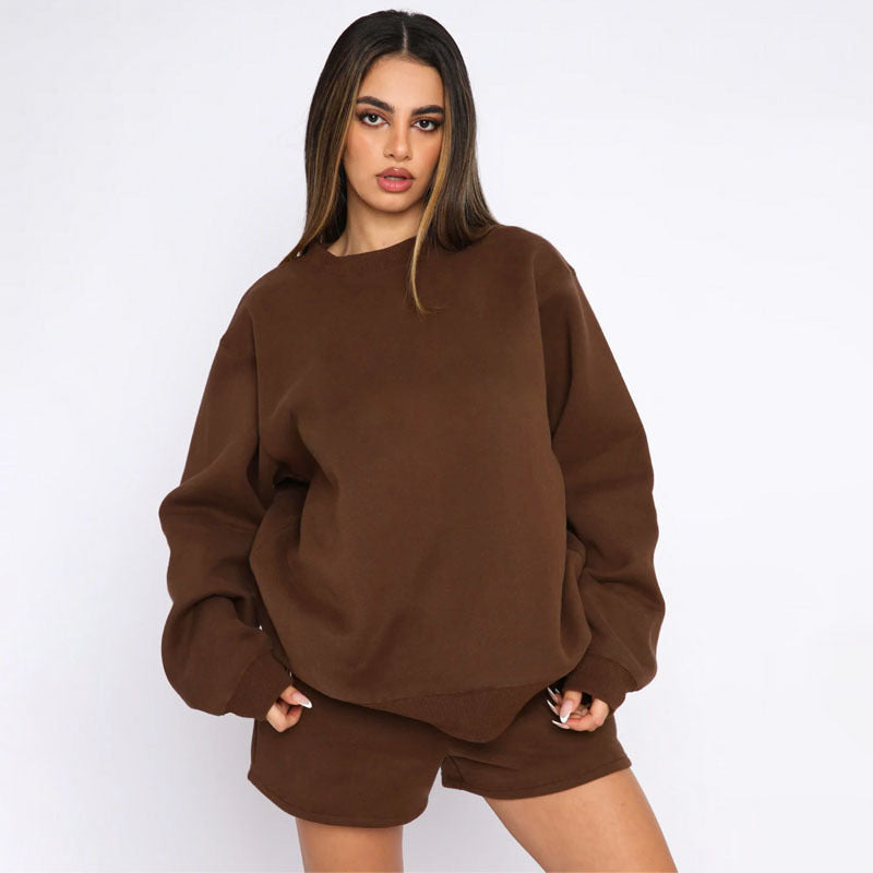 Women's Fashion Casual Shorts and Sweat Shirt Set