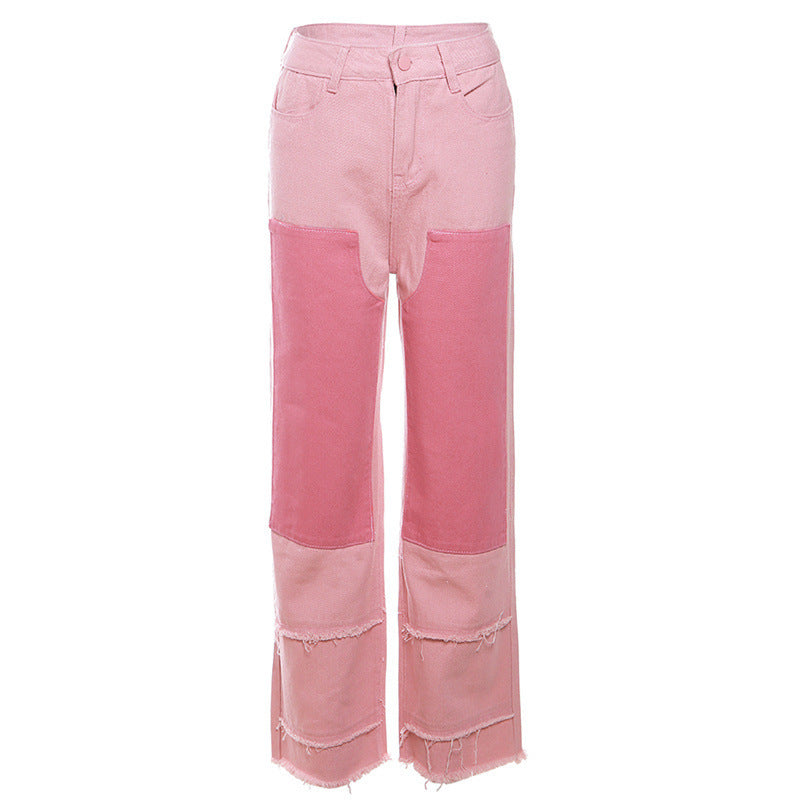 Fashion Patch Stitching Brushed Jeans