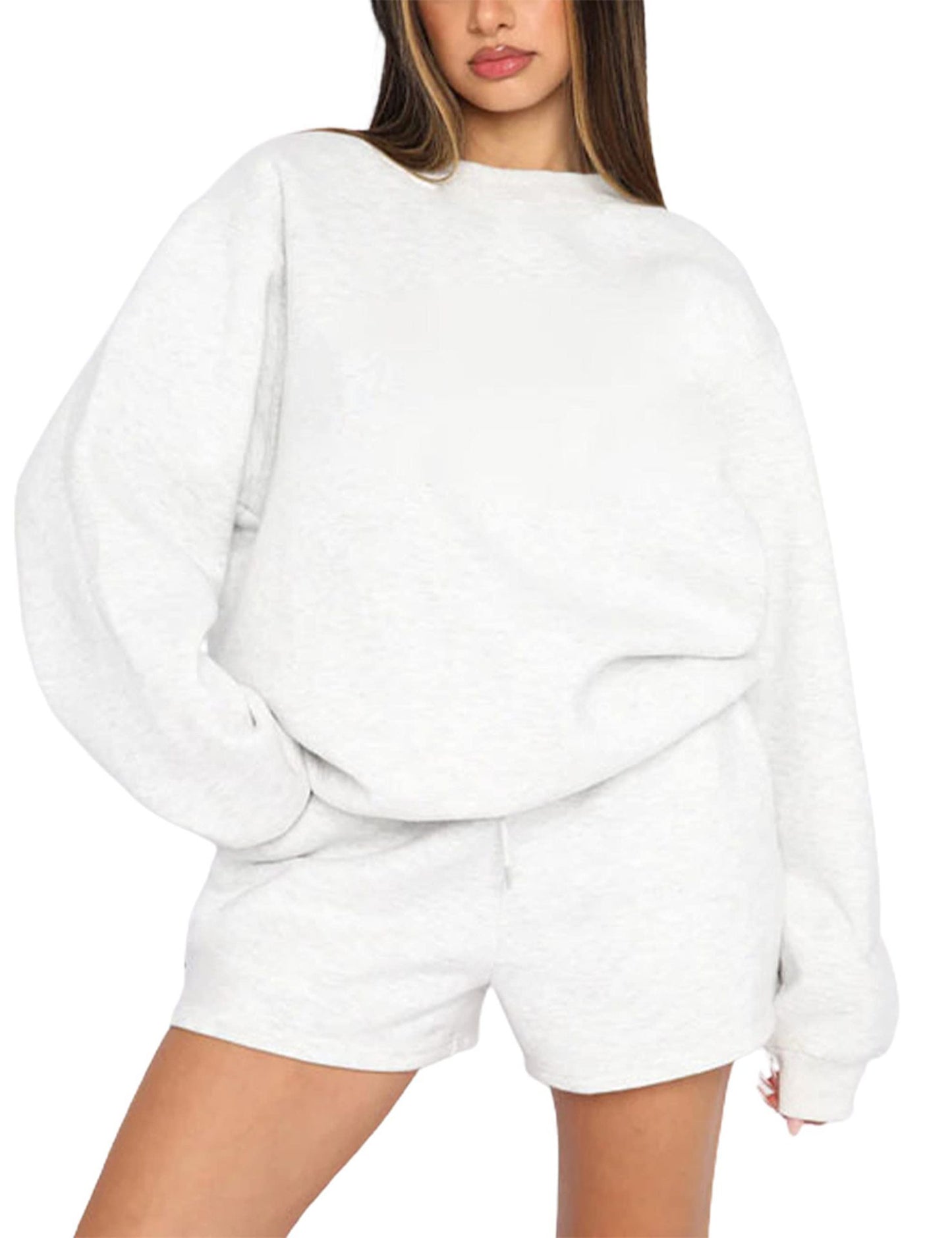 Women's Fashion Casual Shorts and Sweat Shirt Set