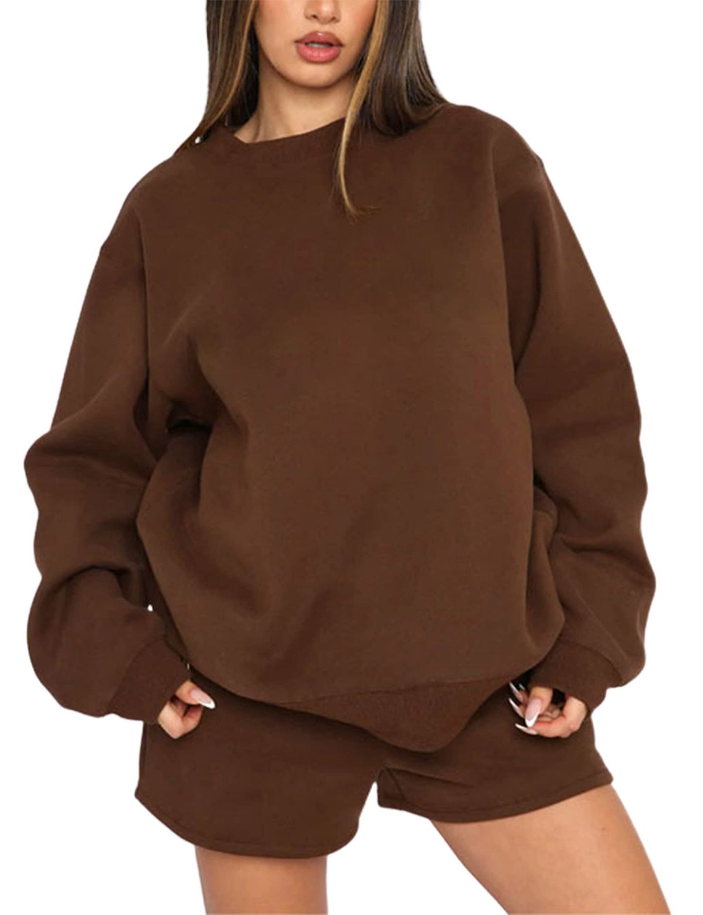 Women's Fashion Casual Shorts and Sweat Shirt Set