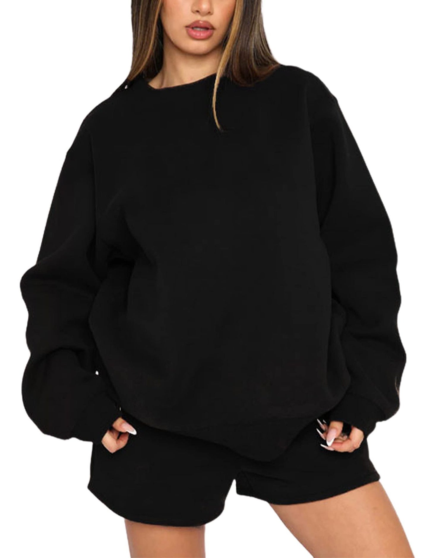 Women's Fashion Casual Shorts and Sweat Shirt Set