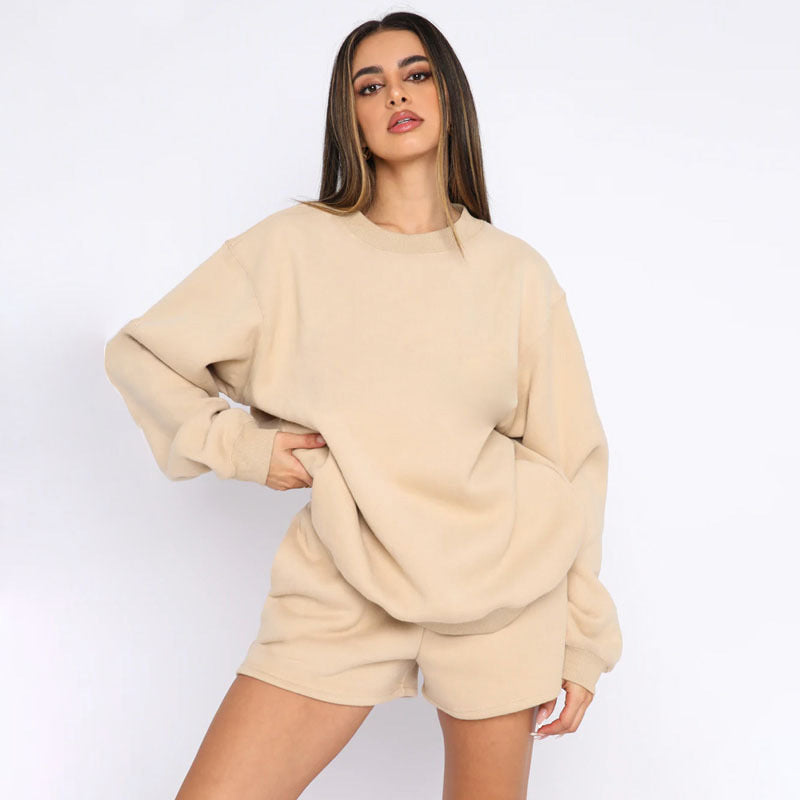 Women's Fashion Casual Shorts and Sweat Shirt Set