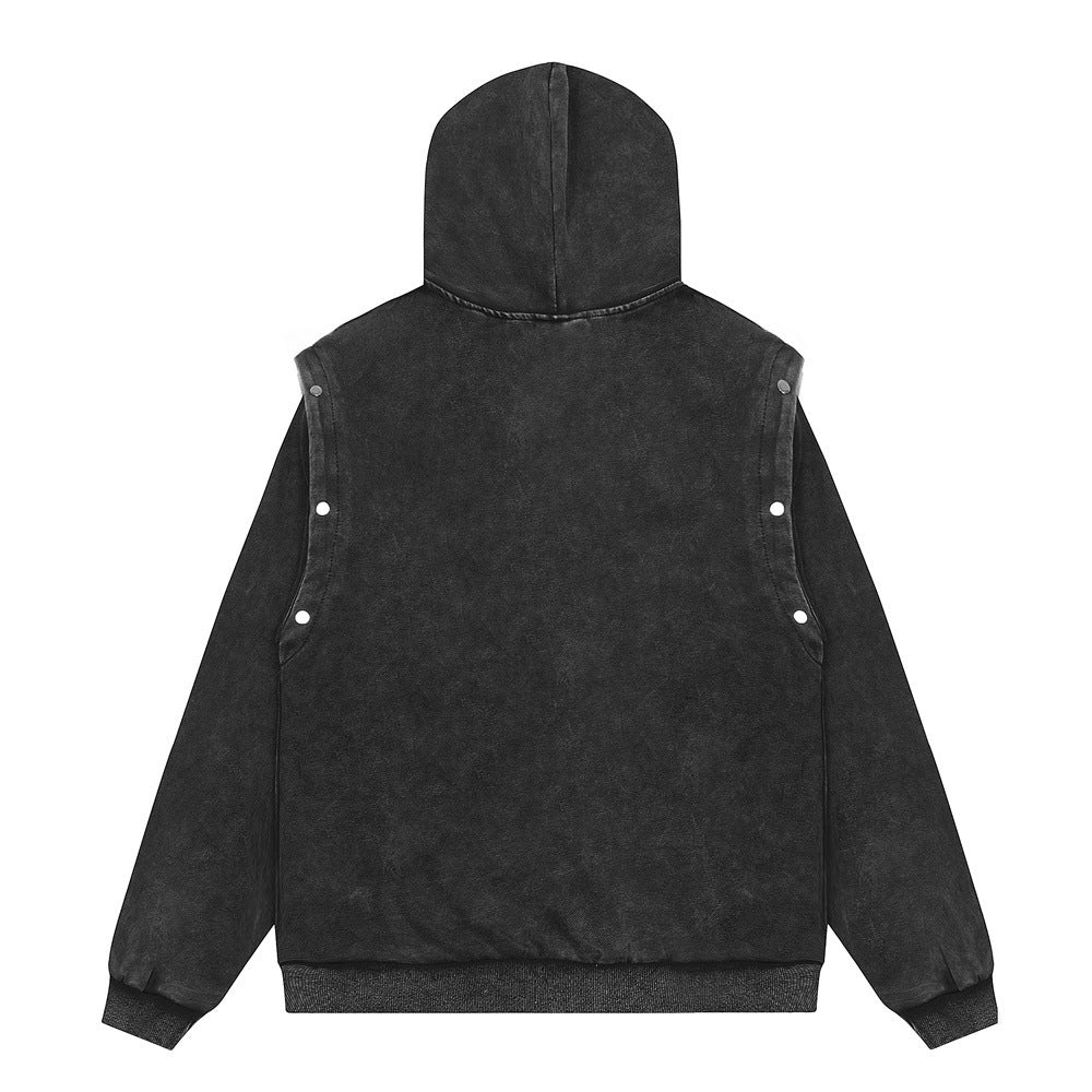 Men's Worn Washed-out Hooded Pullover