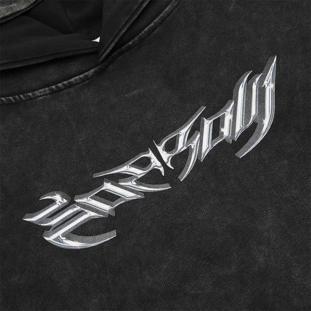 Men's Worn Washed-out Hooded Pullover