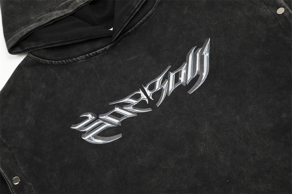 Men's Worn Washed-out Hooded Pullover