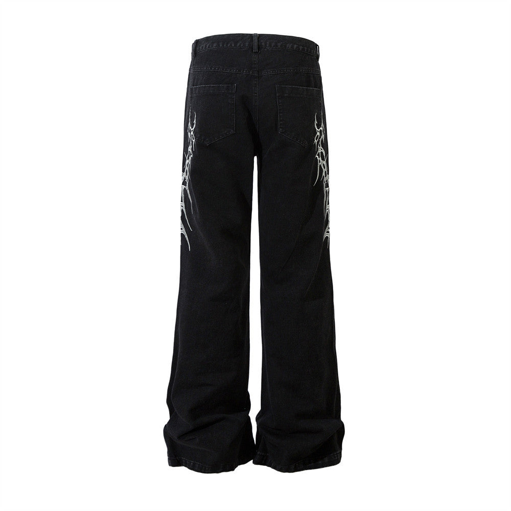 Men's Thorn Design Loose Wide Leg Flared Pants