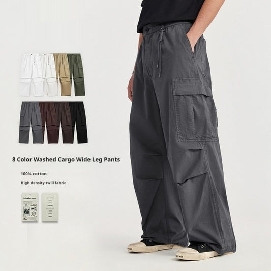 Ready-to-wear Washed Wide-leg Overalls Multi-pocket Loose Casual