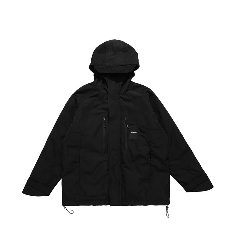 Windproof High Neck Hooded Jacket