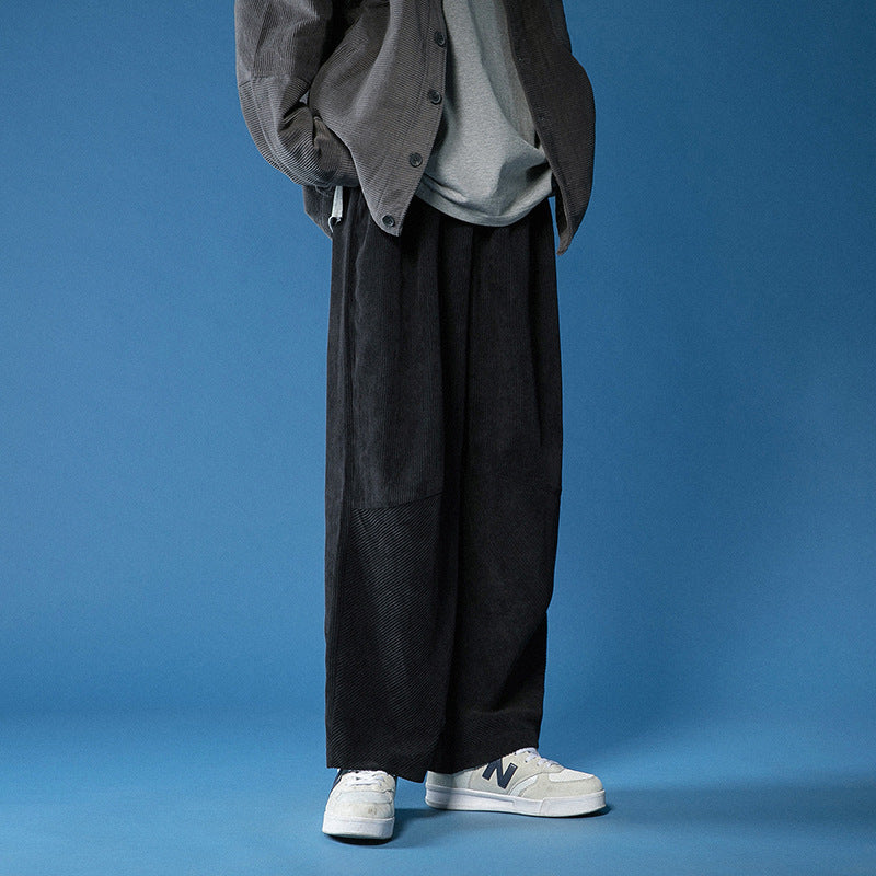 Loose Straight Leg Mopping Pants Wide Leg Plus Fleece Casual Trousers