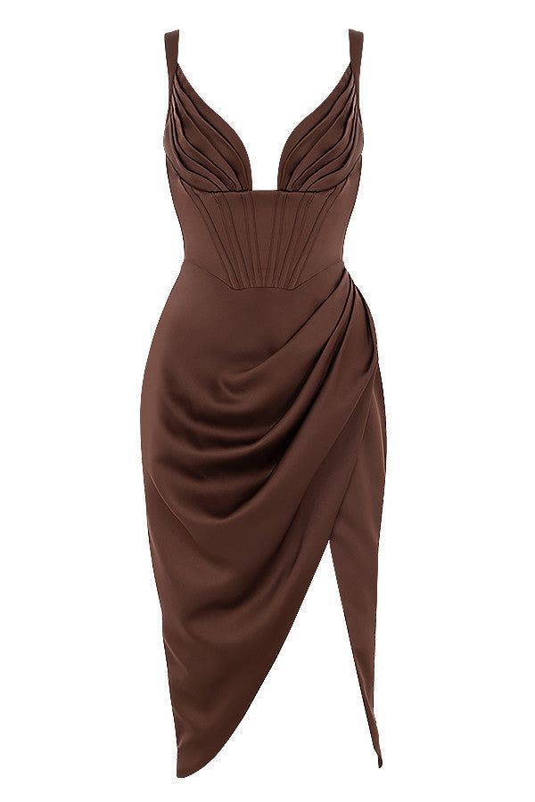 Deep V Satin Dress