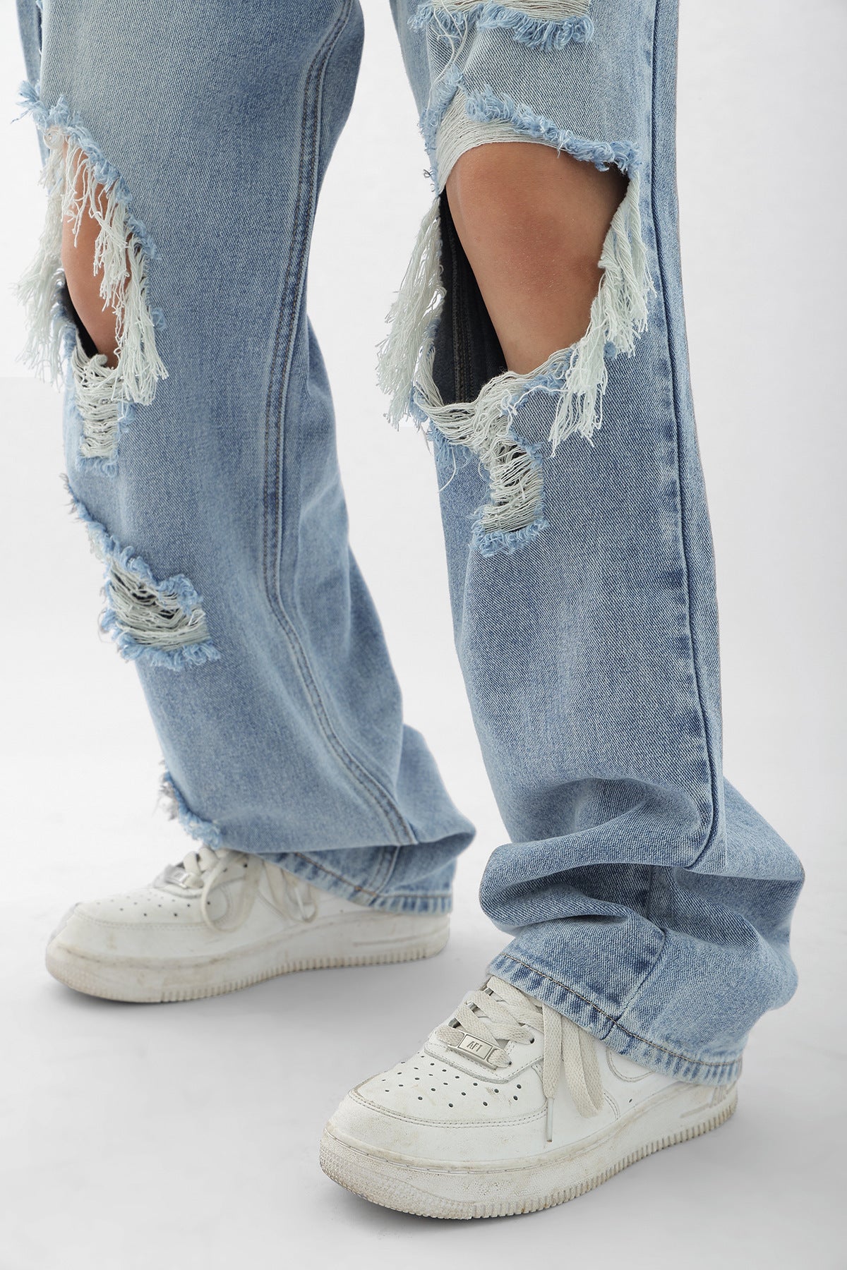 Light Blue Thin Ripped Jeans