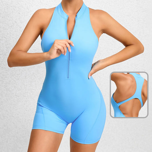 Fitness Tummy Control Shorts Jumpsuit