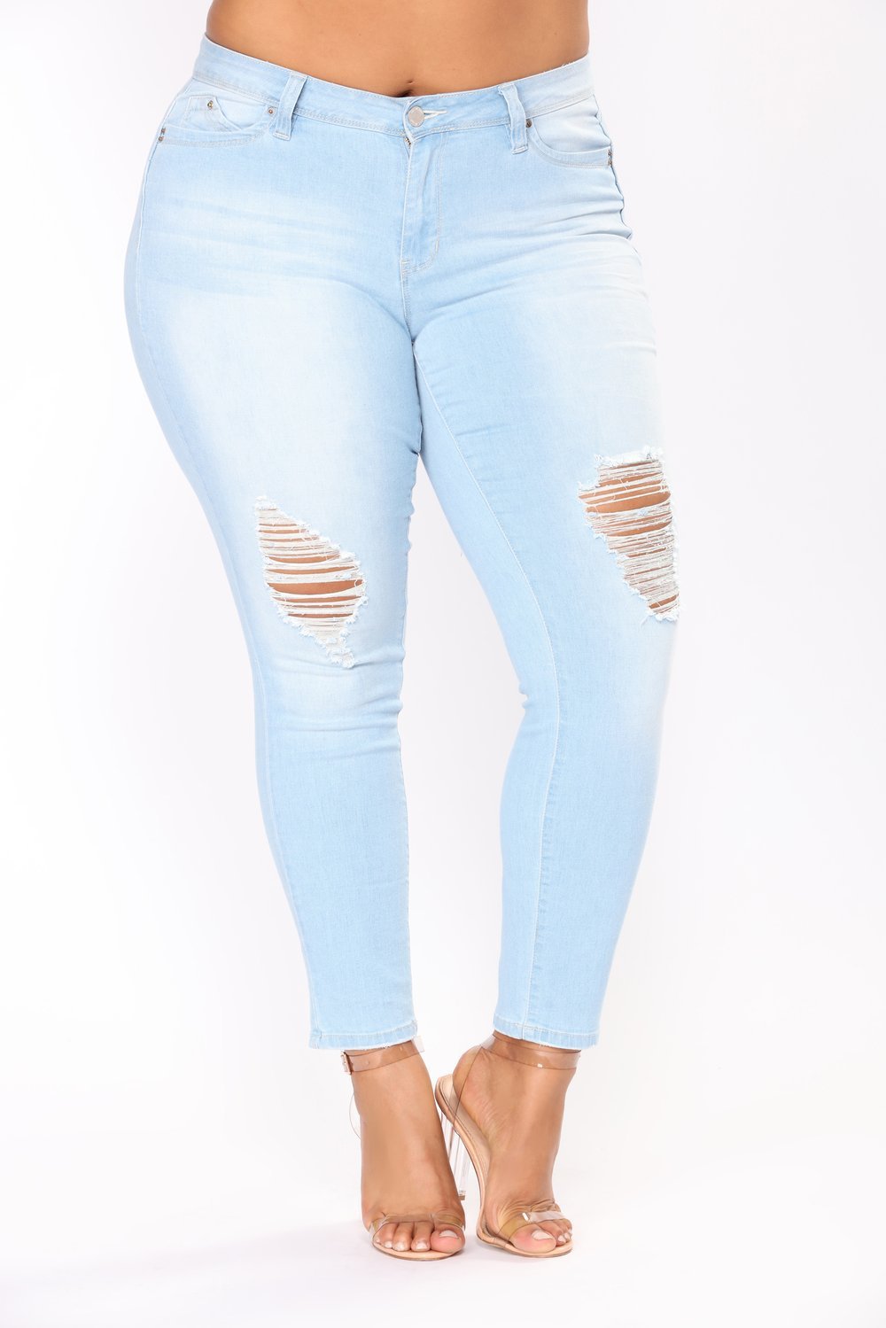 Light Denim Women's Plus Size Distressed Jeans