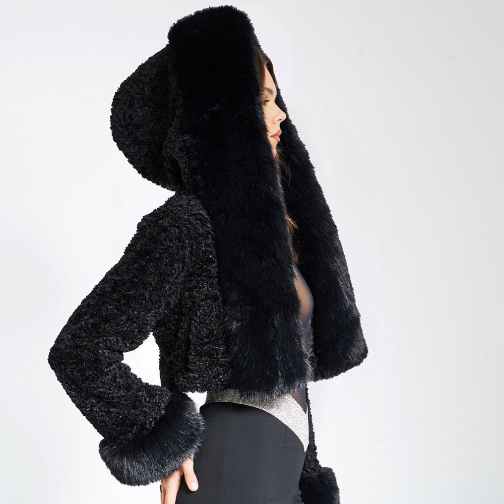 Women's Hooded Fur Collar Coat