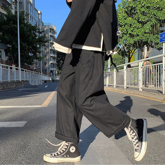 Men's Hong Kong Style Casual Straight-leg All-match Wide Leg Pants