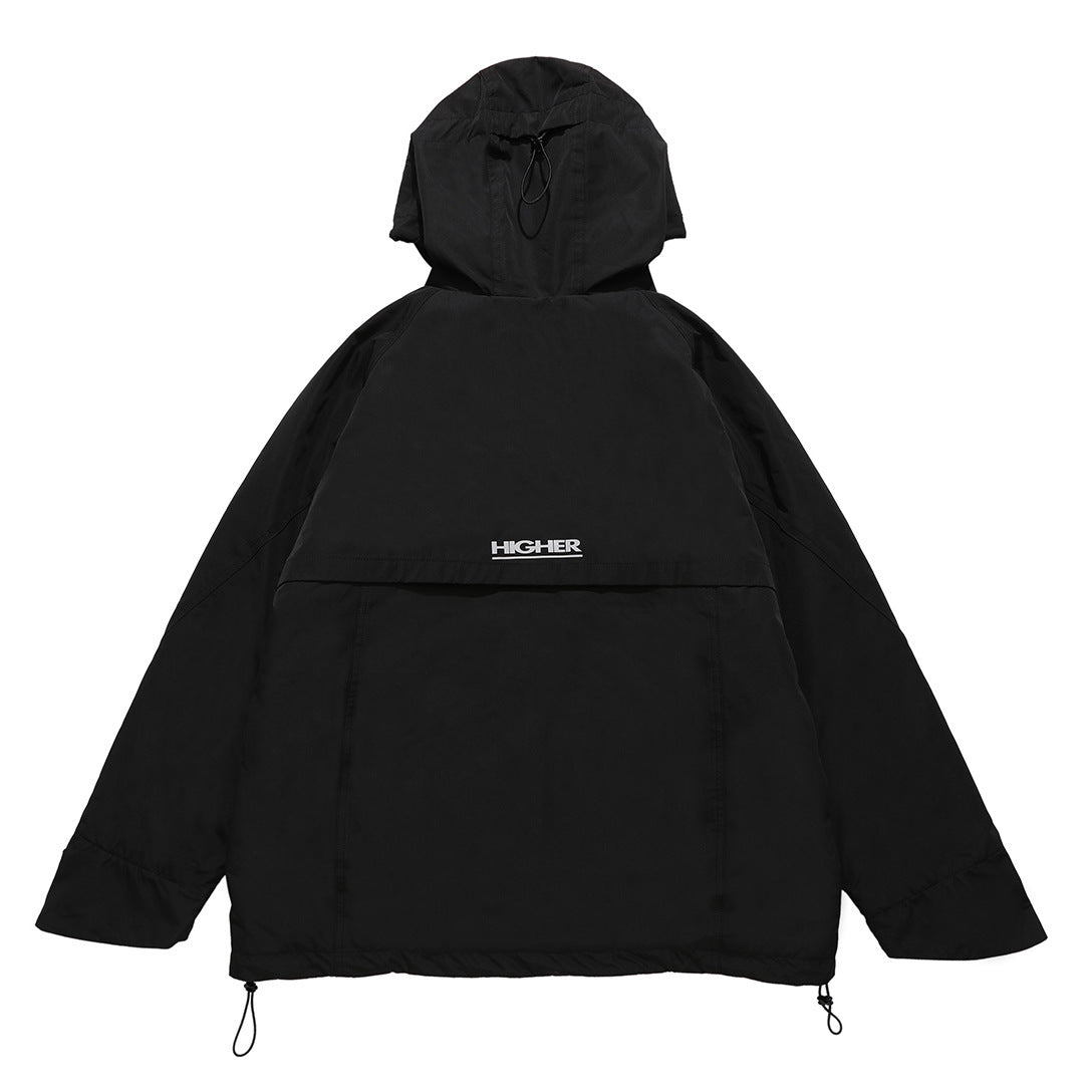 Windproof High Neck Hooded Jacket