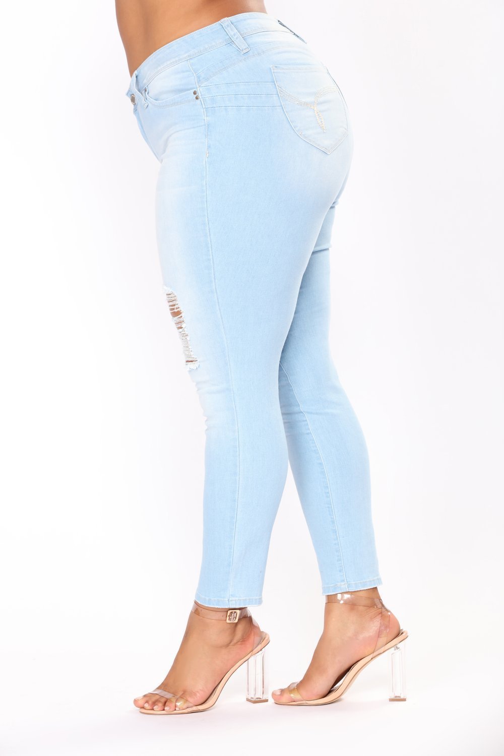 Light Denim Women's Plus Size Distressed Jeans