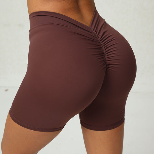 High Waist Deep V-shaped Wrinkle Tight Yoga Shorts