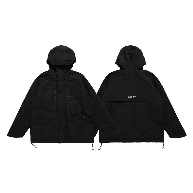 Windproof High Neck Hooded Jacket