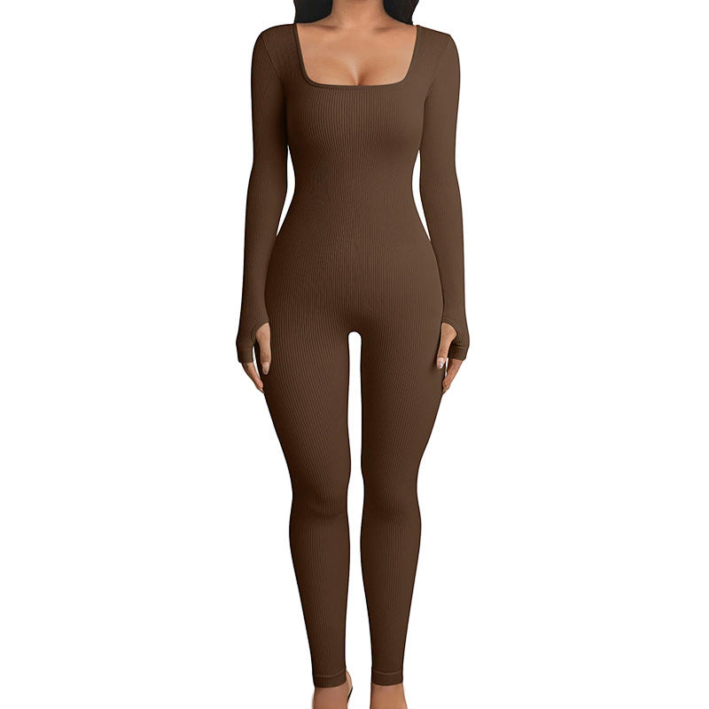 Seamless Jumpsuit Long Sleeve Shapewear Yoga Sports Jumpsuit