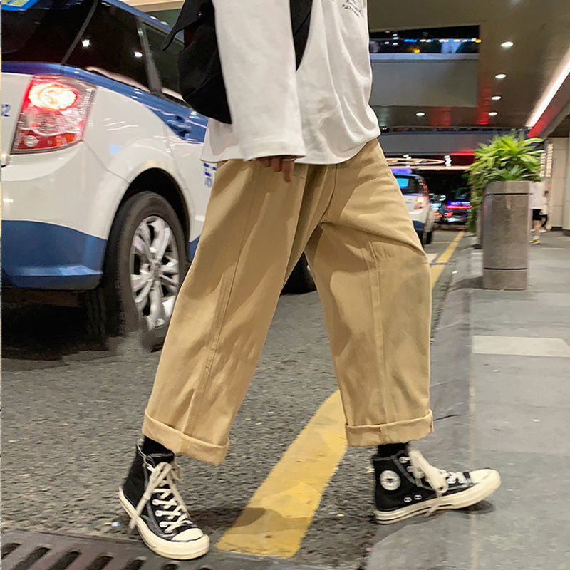 Men's Hong Kong Style Casual Straight-leg All-match Wide Leg Pants