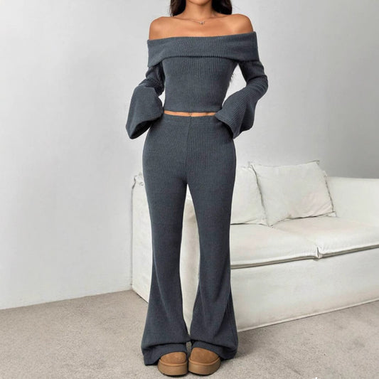 Off The Shoulder Slim Fit Long-sleeved Set