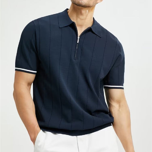 Short-sleeved Polo Lapel Zipper Shirt