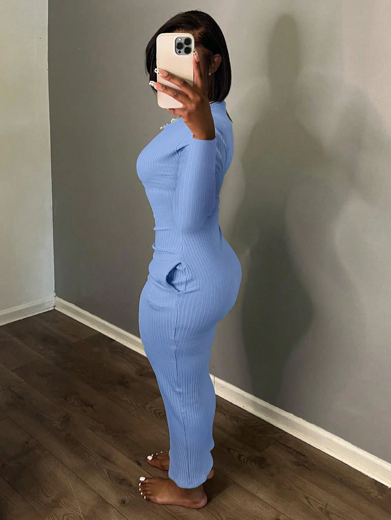 SHEIN Ezwear Solid Scoop Neck Bodycon Dress