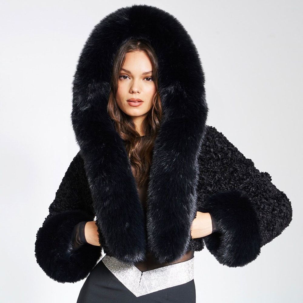 Women's Hooded Fur Collar Coat