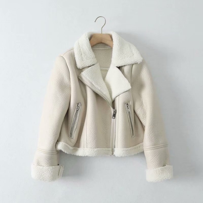 Faux Fur Leather Leisure Lapel Short Coat