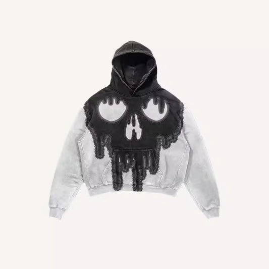 Men's Colorblock Skull Print Pocket 3D Hoodie