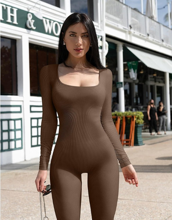 Seamless Jumpsuit Long Sleeve Shapewear Yoga Sports Jumpsuit