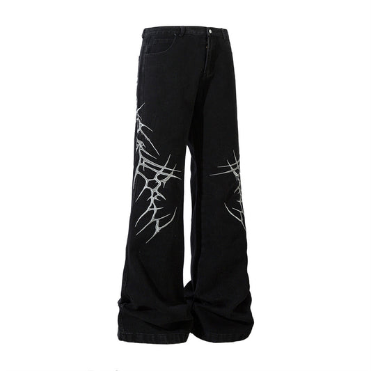 Men's Thorn Design Loose Wide Leg Flared Pants