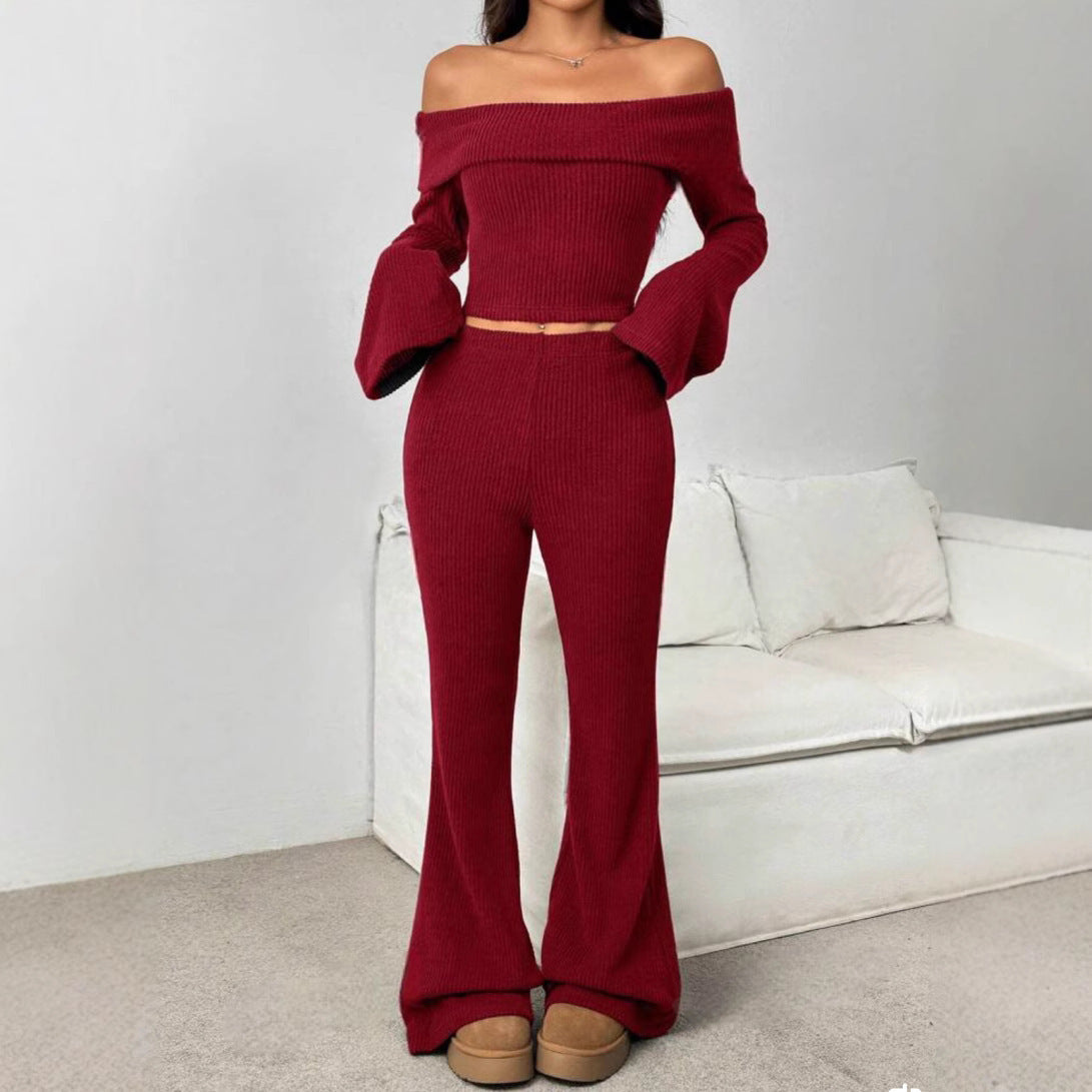 Off The Shoulder Slim Fit Long-sleeved Set