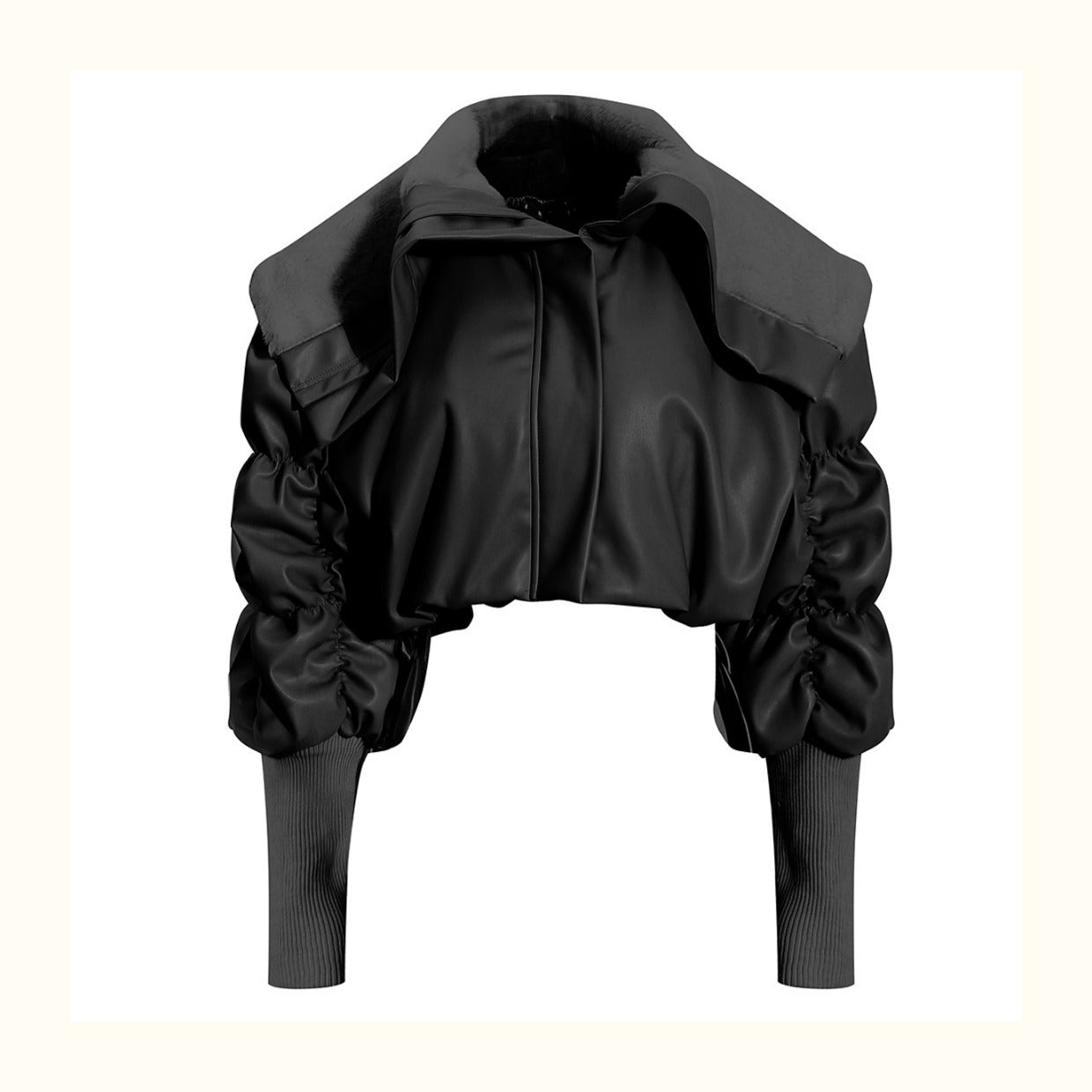 PU Leather Puffer Coat Jacket