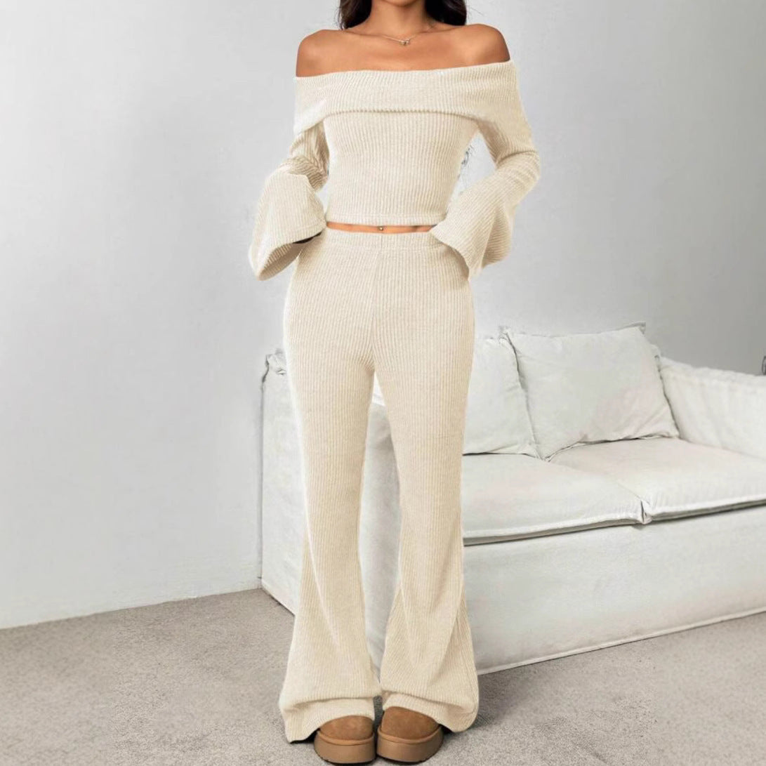 Off The Shoulder Slim Fit Long-sleeved Set