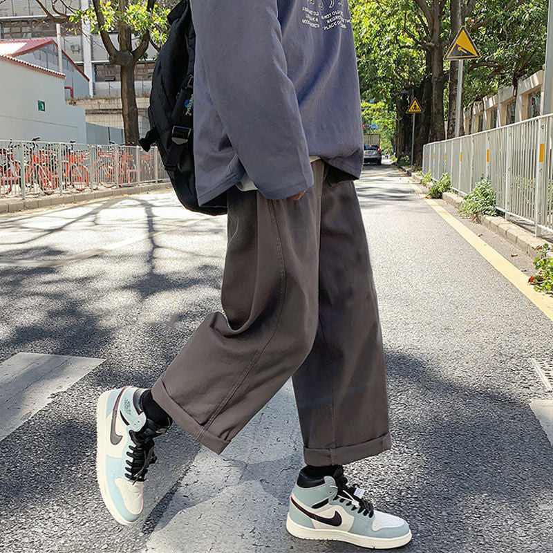 Men's Hong Kong Style Casual Straight-leg All-match Wide Leg Pants