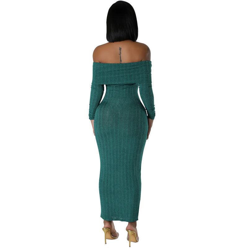 Women's Long Sleeve Solid Color Dress