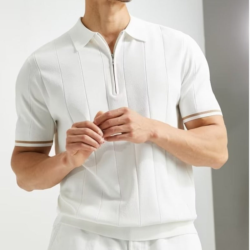 Short-sleeved Polo Lapel Zipper Shirt
