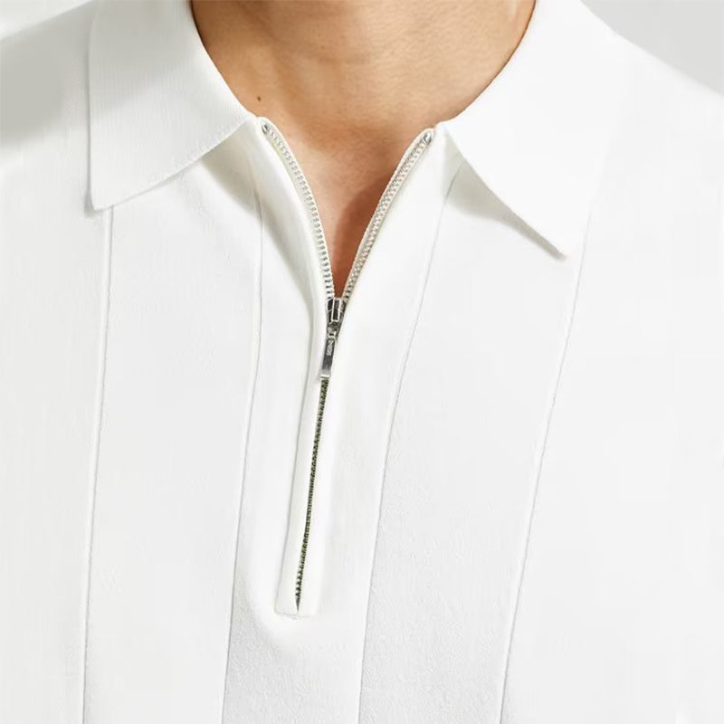Short-sleeved Polo Lapel Zipper Shirt