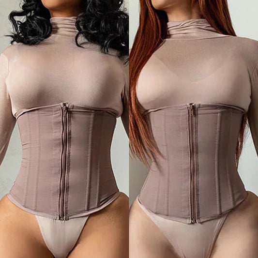 Zipper Breasted 9 Bone Waist Seal Corset Trainer