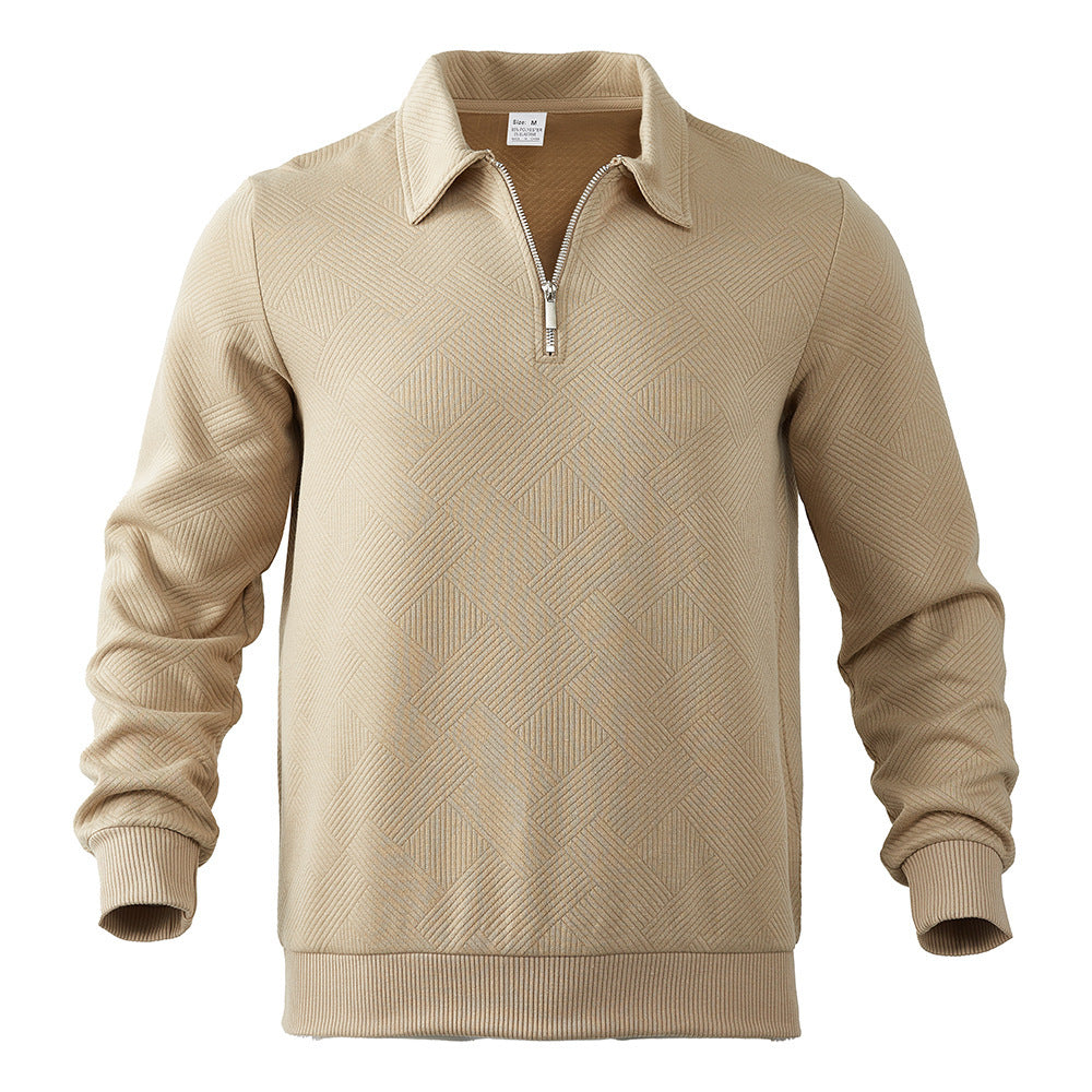 Men's Lapel Jacquard Cardigan Sweater