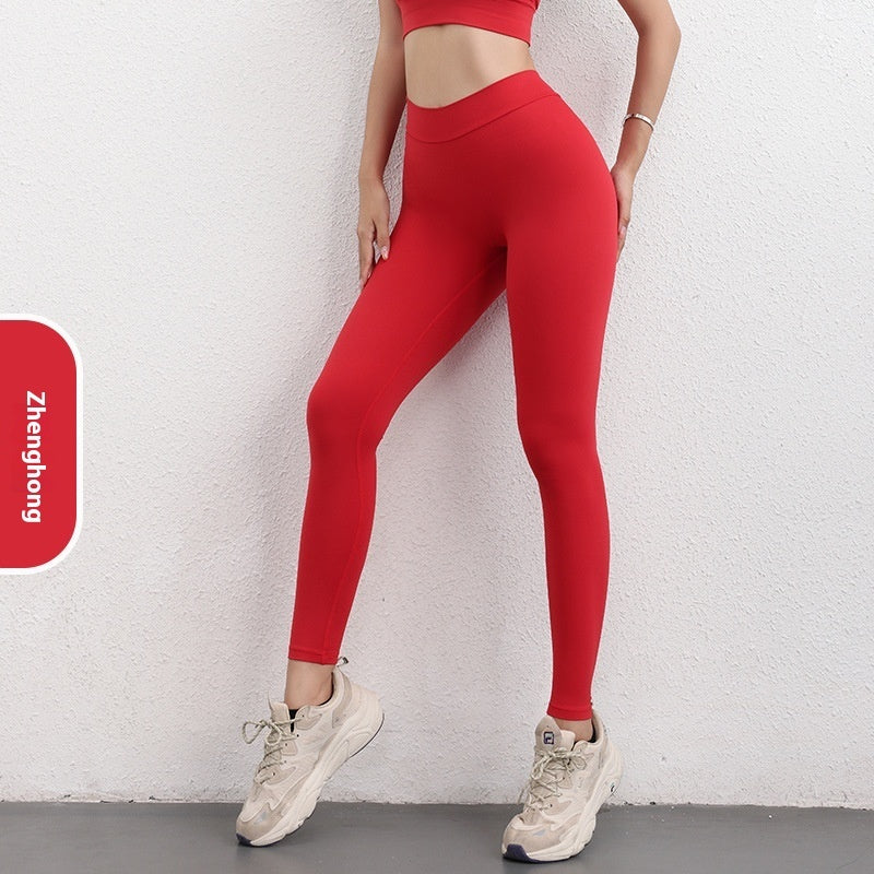 V-shaped High Waist Yoga Pants and Bra Set