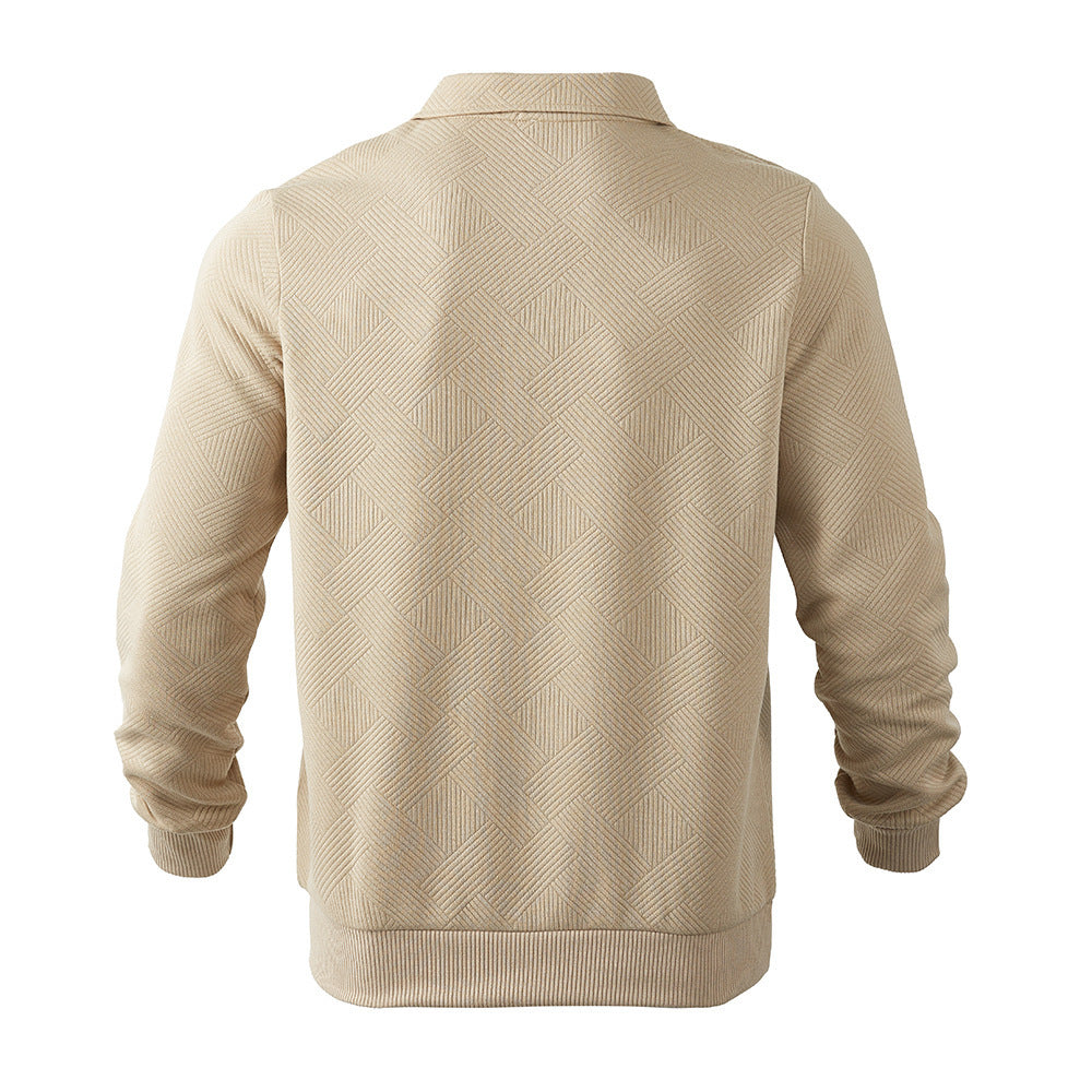 Men's Lapel Jacquard Cardigan Sweater