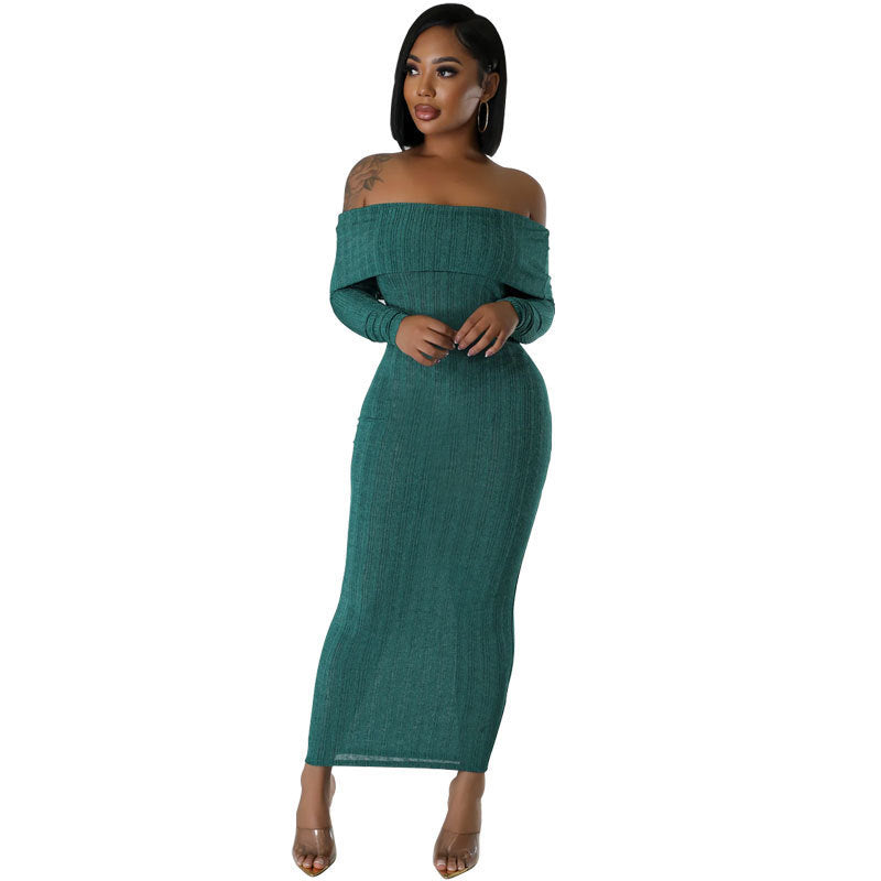 Women's Long Sleeve Solid Color Dress